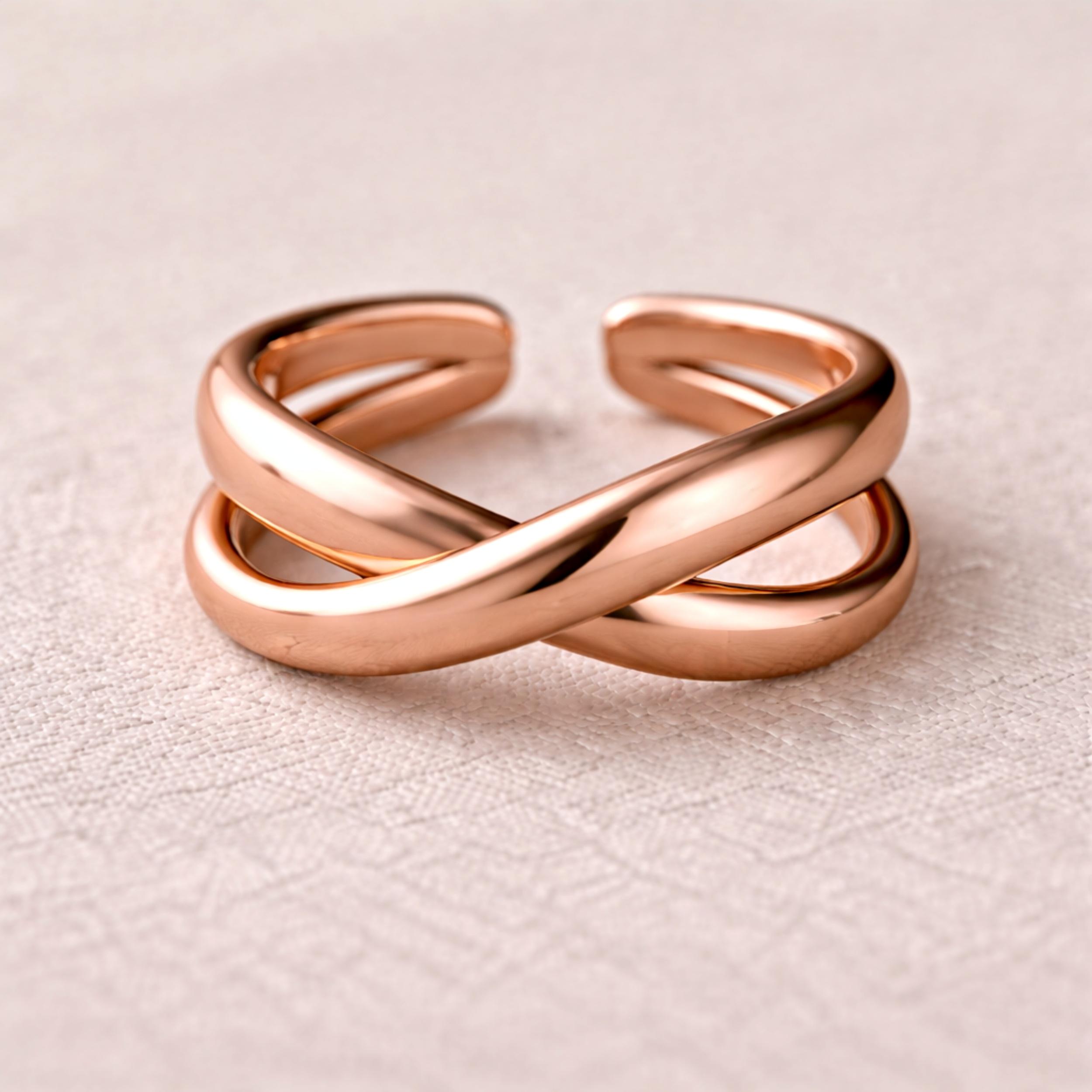 

Кольцо-крестик из цельной чистой меди – Ручная работа, регулируемое обертывающее кольцо – Минималистичные украшения ручной работы 4 медный