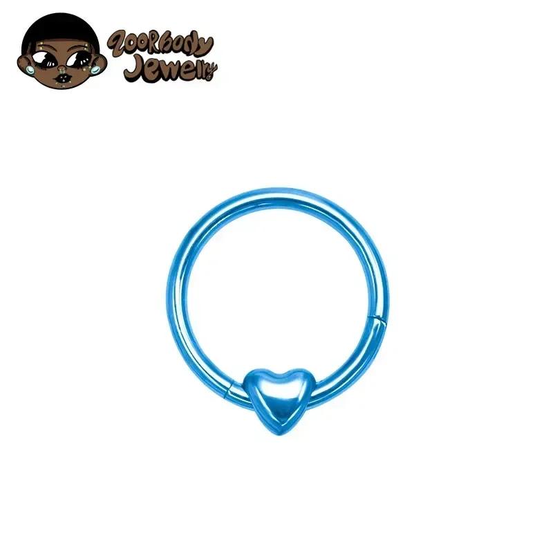 ASTM F136 Titan Herz Clicker Septum Piercing 16G Daith Helix Ohrring Piercing Neue Nasenringe Anodierter Körperschmuck