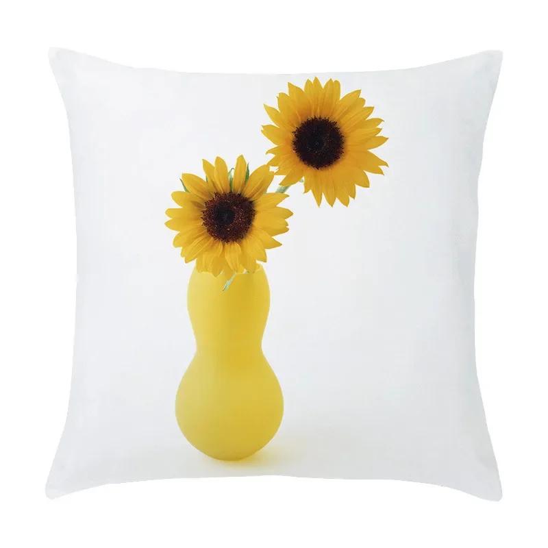 Sunflower Printed Cushion Cover Sofa Home Decor Pillowcase Splendid Floral Plant