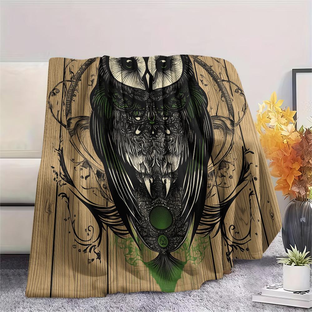 Vintage Owls Print Flannel Blanket, High Quality Comfortable for All Seasons, Home Decor, Warmth and Comfort