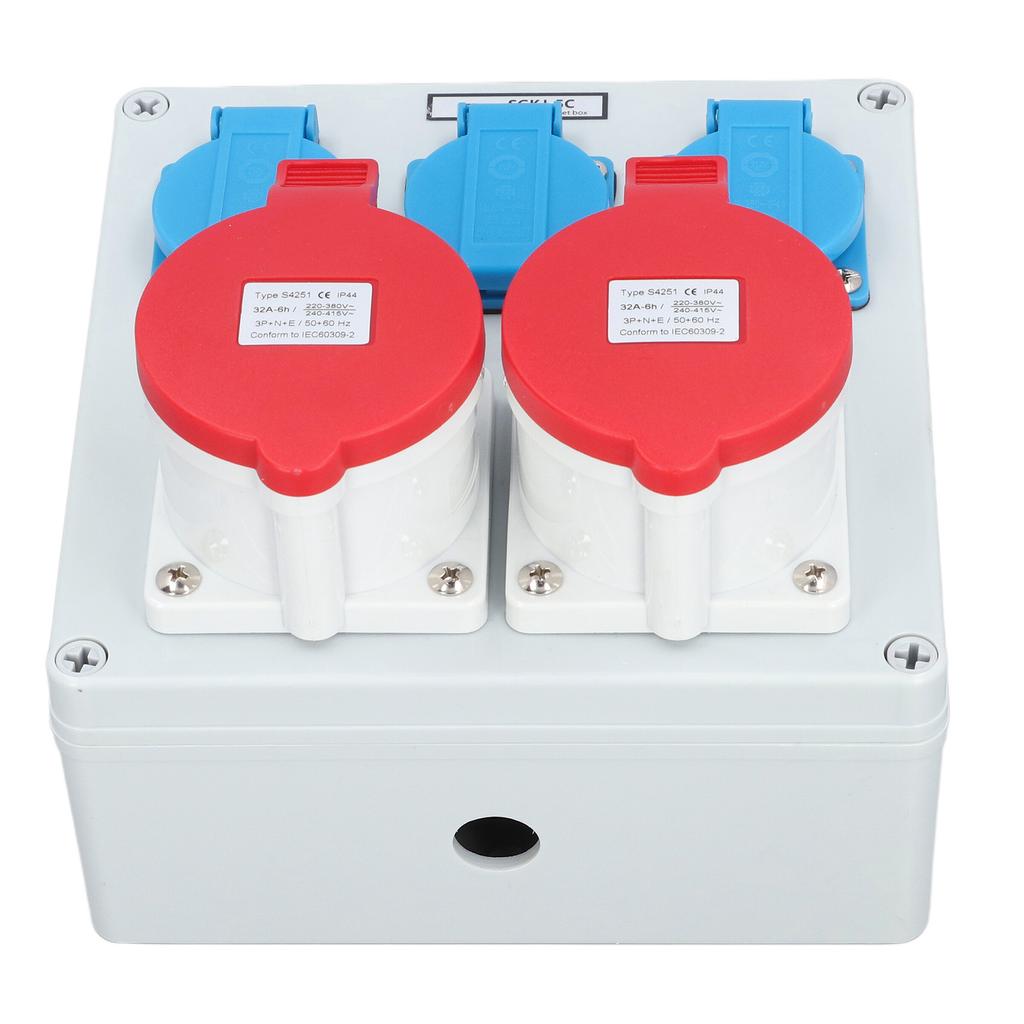Stikkontaktboks 3stk 16A 250V EU-uttak 2stk 32A pin CEE-uttak IP44 vanntett stikkontakt B