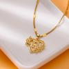 Zircon Stainless Steel Heart Flower Letter Necklaces For Women Gold Color  A-Z Letter Heart Necklace Wedding Jewelry Gift