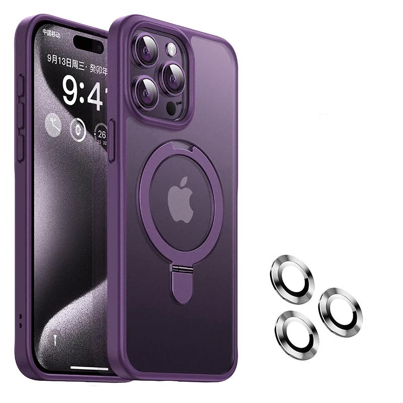 

Роскошная металлическая подставка для Magsafe, магнитный чехол с беспроводной зарядкой для iPhone 15 14 Plus 13 12 Pro Max 11, противоударный чехол-бампер For iPhone 11