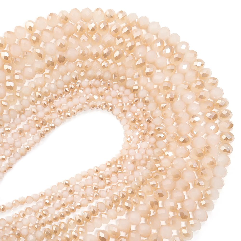 4/6/8mm Austria Faceted Crystal Beads White Jade Amber Glass Loose Beads For Jewelry Making DIY Bracelets Necklace Accessories