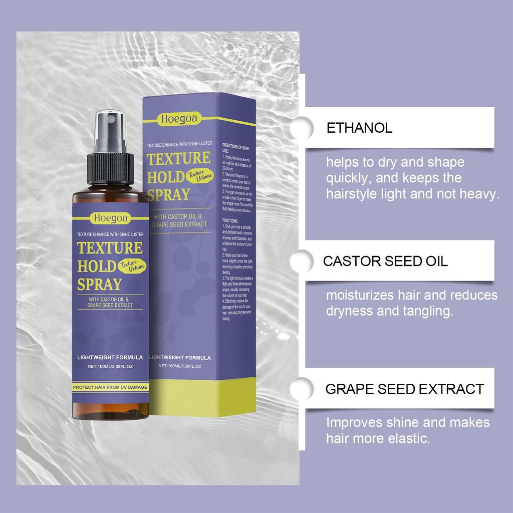 Spray Fissante Texture Capelli Migliora la Lucentezza Asciugatura Rapida Finish Naturale Unisex Uomo Donna Protezione dal Calore Non Appiccicoso Tenuta