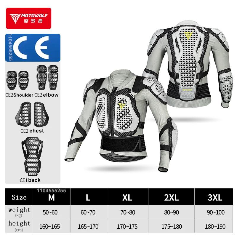 Motowolf Motorradjacke Herren Damen Protektorenjacke Motorrad Körper Schutz Motocross Jacke CE Zertifiziert Fahr Schutzkleidung