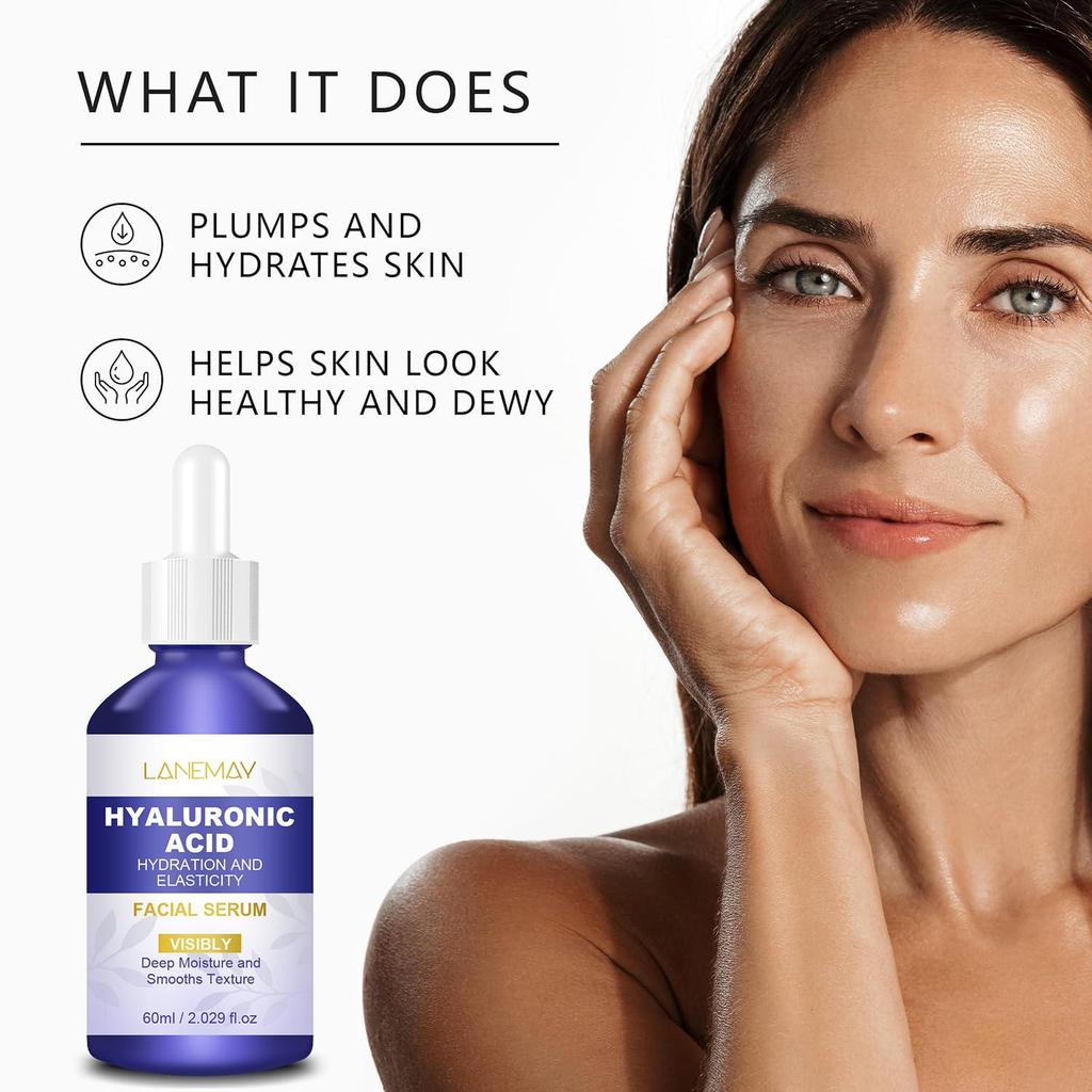 Hyaluronic Acid Facial Serum - Plumps and Hydrates Skin, Smooths Wrinkles and Protects Skin Barrier,60ml