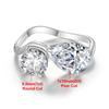 3cttw Pear & Round Cut Moissanite Ring for Women Two Stone Toi Et Moi Wave Shape Engagement Wedding Bands  CopperJewelry
