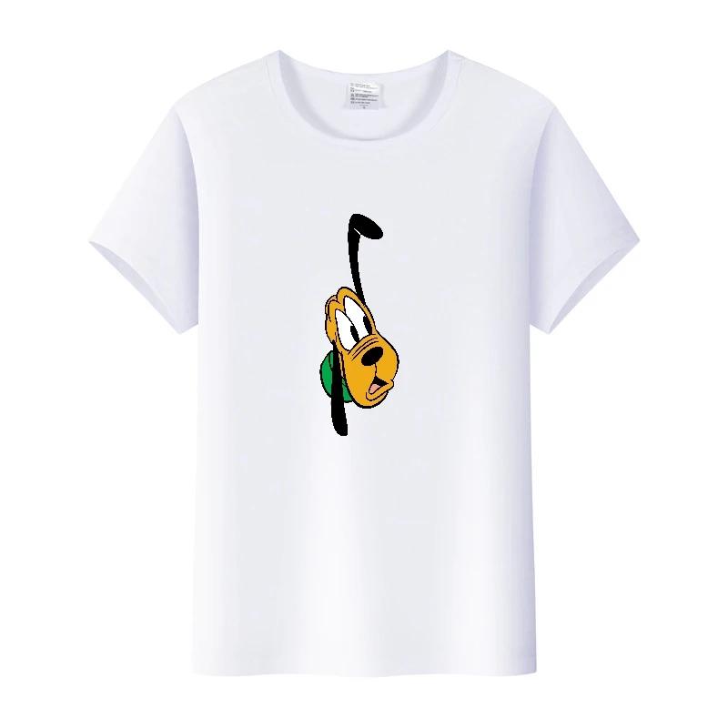 Funny Disney Cartoon Tees Mickey Mouse Pluto Graphic Woman Summer Crop Tops Mens T-Shirts Loose Clothing Grunge Y2K Blouses
