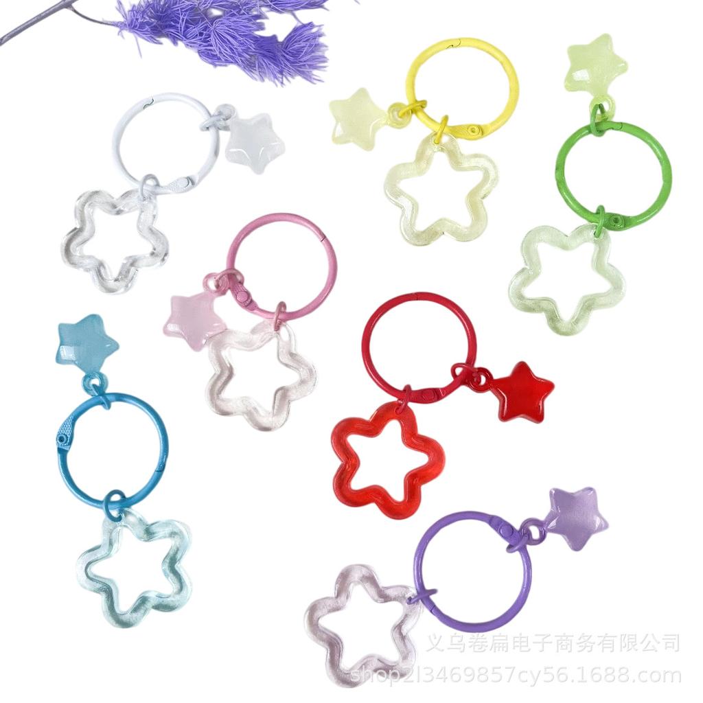 Transparent Acrylic Hollow Star Keychain - DIY Jelly Ring Accessory