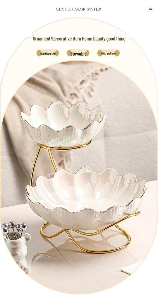 European Light Luxury Multi-layer Fruit and Candy Plate for Housewarming or New Home