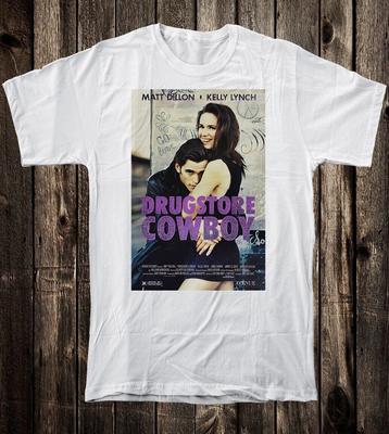 Retro Film Kunst T-Shirt 100% Baumwolle 90er Jahre Stil Grunge Drogerie Cowboy