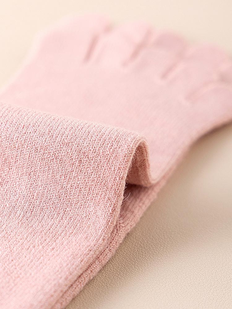 Women's Warm Wool Mid-Calf Five-Toe Socks - Multi-Color, Thick, Cold-Resistant for Autumn and Winter