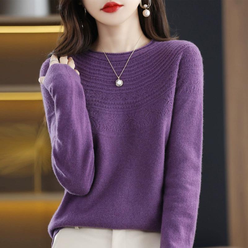 Knitted Sweater for Women In Autumn and Winter, Loose Round Neck, Inner Layer, Pullover, Solid Color, Versatile, Outer Layer