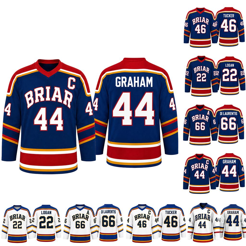 Men Women Ice Hockey Jersey Long Sleeve Athletic Shirt Number 66 Briar Di Laurentis Tucker Graham Logan Style