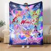 Name Custom Winx Club Cartoon Print Flannel Blanket High Quality Warm Comfortable Cover for All Seasons Perfect for Gifts Home Decor