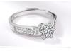S925 Sterling Silver Romantic Simulated Diamond Open Band Ring for Women - Elegant Gift for Girlfriend.