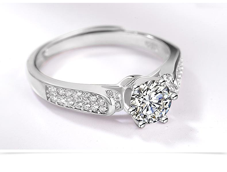S925 Sterling Silver Romantic Simulated Diamond Open Band Ring for Women - Elegant Gift for Girlfriend.