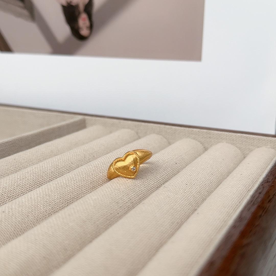 

Luxury Brushed Medieval Open Ring Heart-Shaped Wheat Ear Retro High-End French Niche Design Ring Woman Adjustable opening