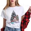 Fashion Cartoon Christmas Tree Graphic Women T-Shirts Summer Short Sleeve O-Neck Female Tops Streetwear Y2K Clothing