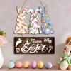 Easter Wooden Pendant Home Decoration Easter Egg Wooden Plaque Hanging Decoration Carrot Doorplate