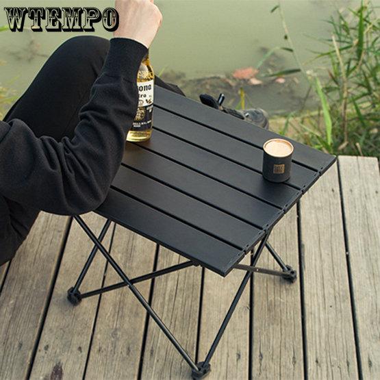 WTEMPO Masă pliabilă portabilă de camping în aer liber, din aliaj de aluminiu, masă de grătar de camping mini taraba temporară