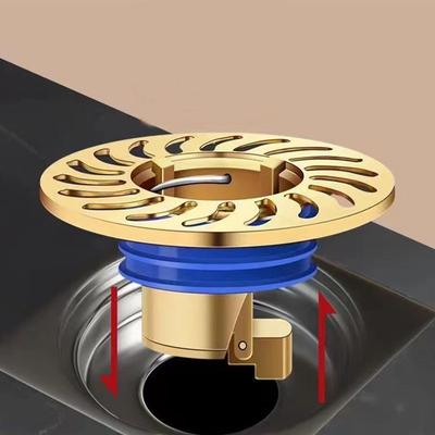 Bathroom Floor Drain All-Copper Floor Drain Stopper Toilet Kitchen Bathroom Sewer Insectproof Deodorization Water Drain Filter