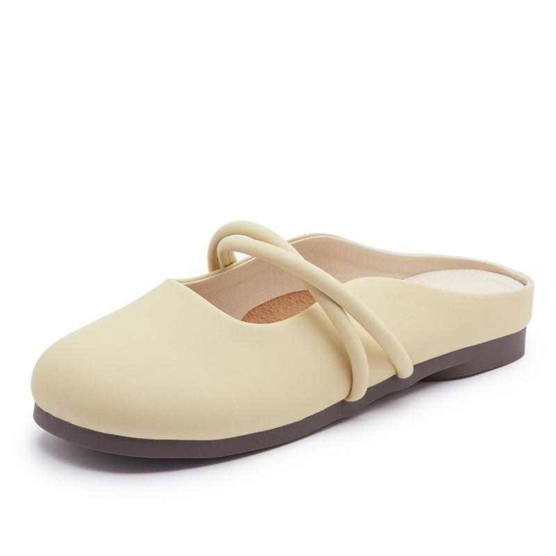 

Half slippers female new model 2025 summer wear fairy wind half bag head single shoes go out soft sole one pedal sandals 40