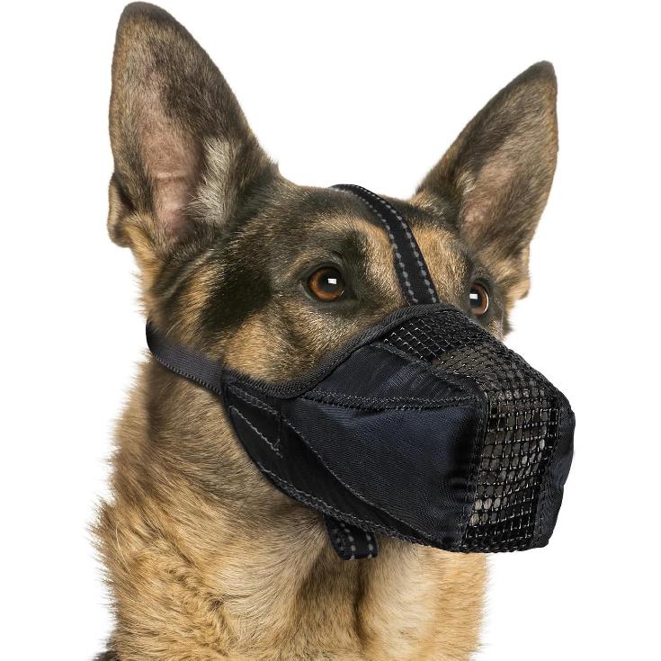 Mesh Dog Muzzle, Breathable Soft Dog Muzzle with Reflective Straps for Secure Fit, Prevents Biting, Chewing Scavenging – Adjustable for Small