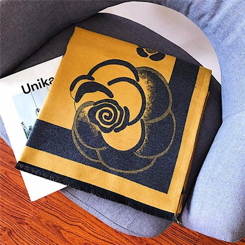 Yiwu scarf camellia cashmere scarf 20 fashion air conditioner warm fringed shawl thickened and lengthened
