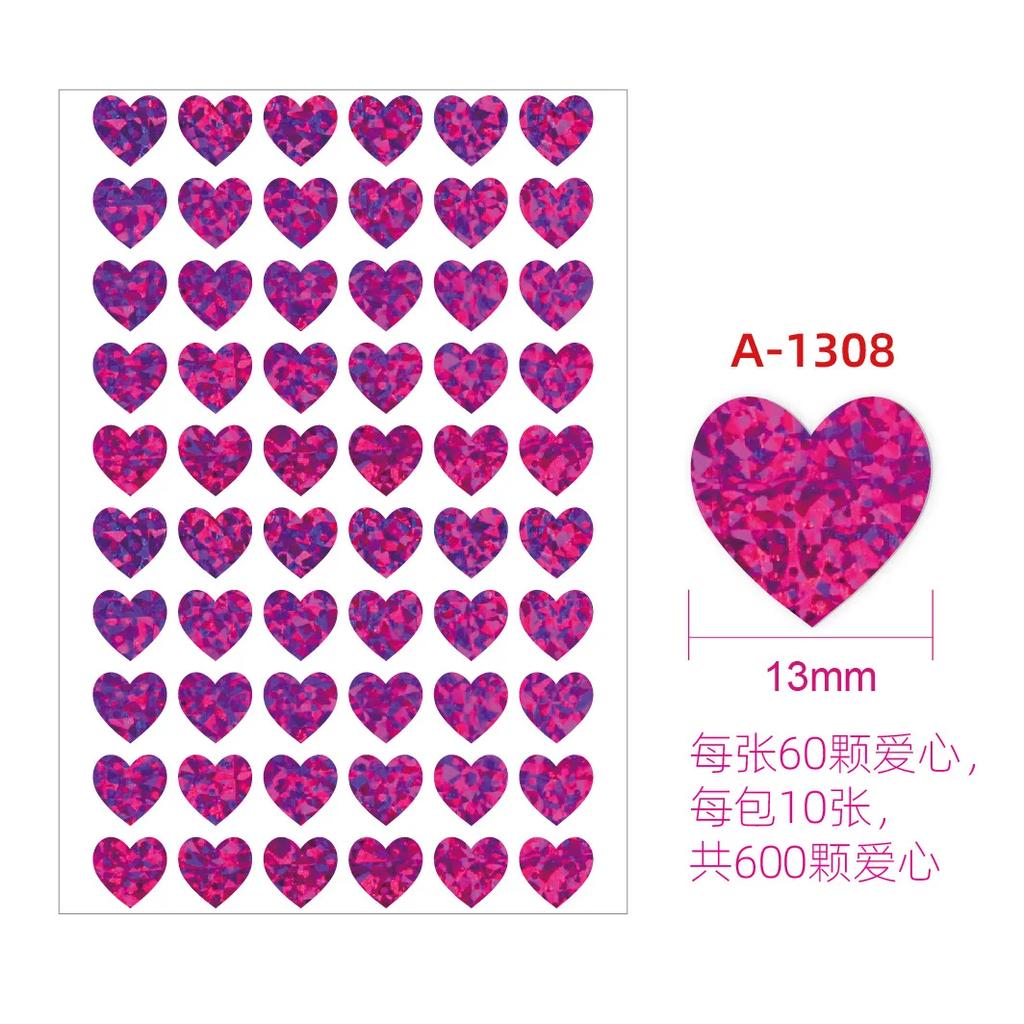 10sheet Glitter Heart Style Sticker for DIY Decor Scrapbook Journal 3MM Mini Heart Stickers Teacher Reward Envelope Seal Sticker