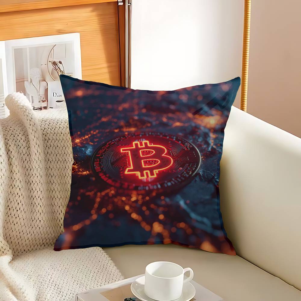 Luxury Bitcoins Pillow Cover for Bedroom Room and Living Room Sofa Decorative Cushion Cover
