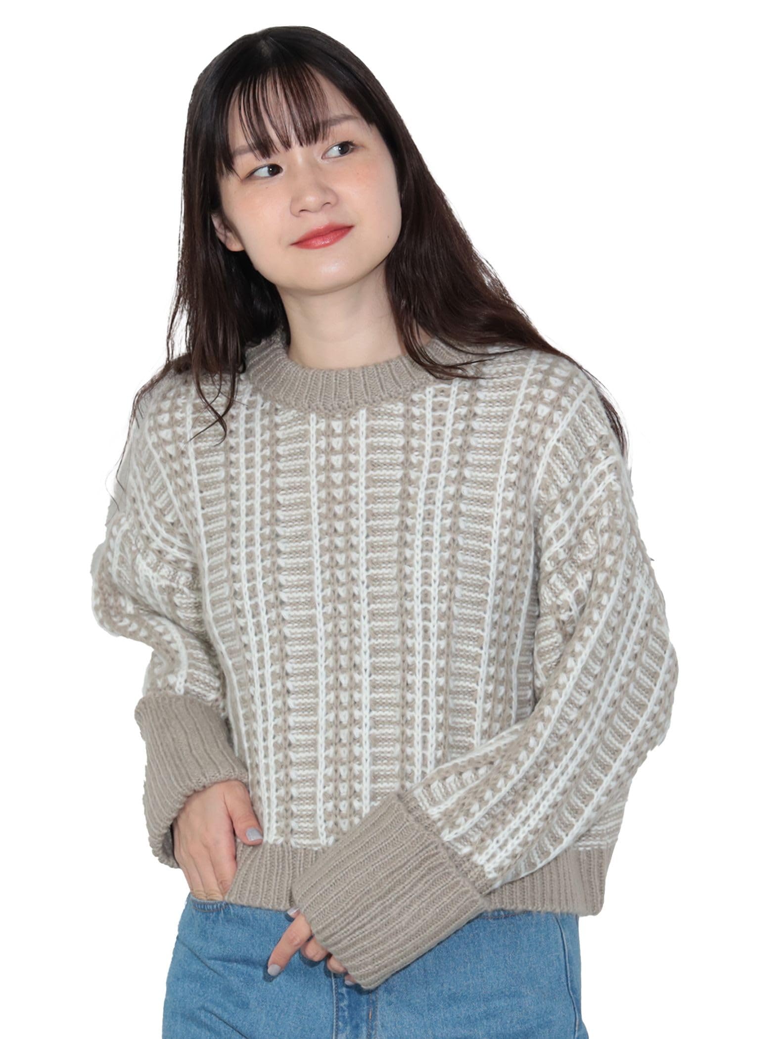

Вязать SLV Вязать GREIGE ONE SIZE [Beams Heart] L/S o/Turnback Women s