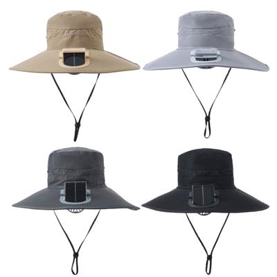 Rechargeable Outdoor Fisherman Hat Built In Fan Solar Charging Lightweight Breathable Sun Protection For Men Women