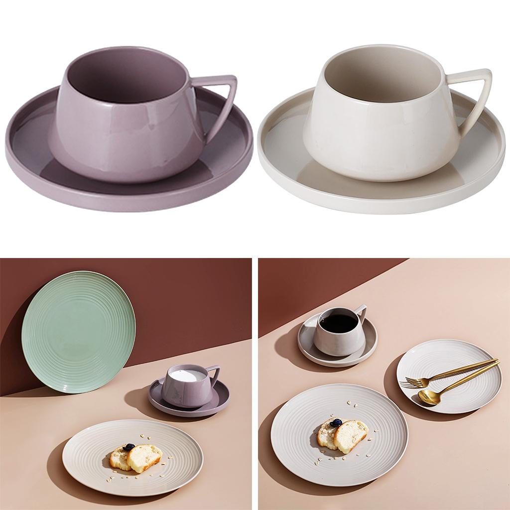 European 250ml Ceramic Cup with Tray Multi-Use Novelty Simple and Elegant Water for Hotel Gifts