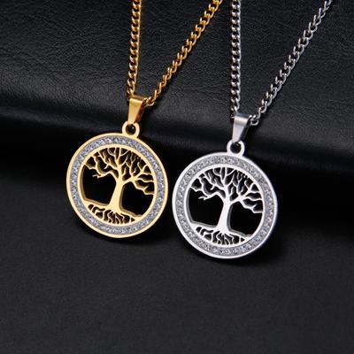 Halskette mit Lebensbaum, Silber/18 Karat Gold/schwarz plattiert, Anhänger mit Familienbäumen, Charm-Schmuck, Geschenke für Männer/Frauen