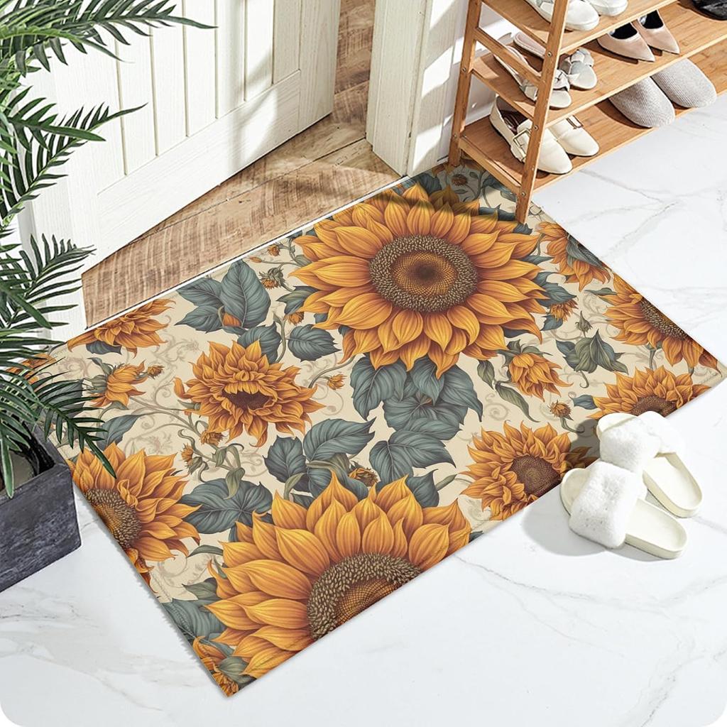 Pumpkin Maple Tree Autumn Fall Leaves Thanksgiving Carpet Mat Rug Washable Non-Slip Home Decor For Bathroom Kitchen Bedroom