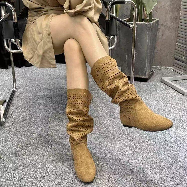 

Maillard boots pointed boots high boots women s 2025 autumn new brown suede hollow boots shoes long boots 40 верблюд
