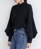 Sueeya Retro Puff Sleeve Long Loose Solid for Everyday and Formal Suitable for Women in Their and Spring and Autumn Size Women's Shirt, Sleeve,
