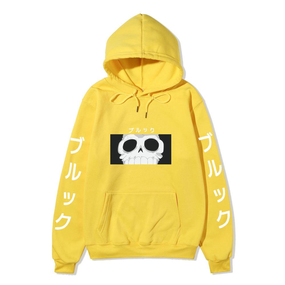 One Piece Blackbeard Hoodie, Skull Print Long Sleeve Pullover Hooded Sweatshirt Anime Streetwear With Sleeve Japanese Letter Print
