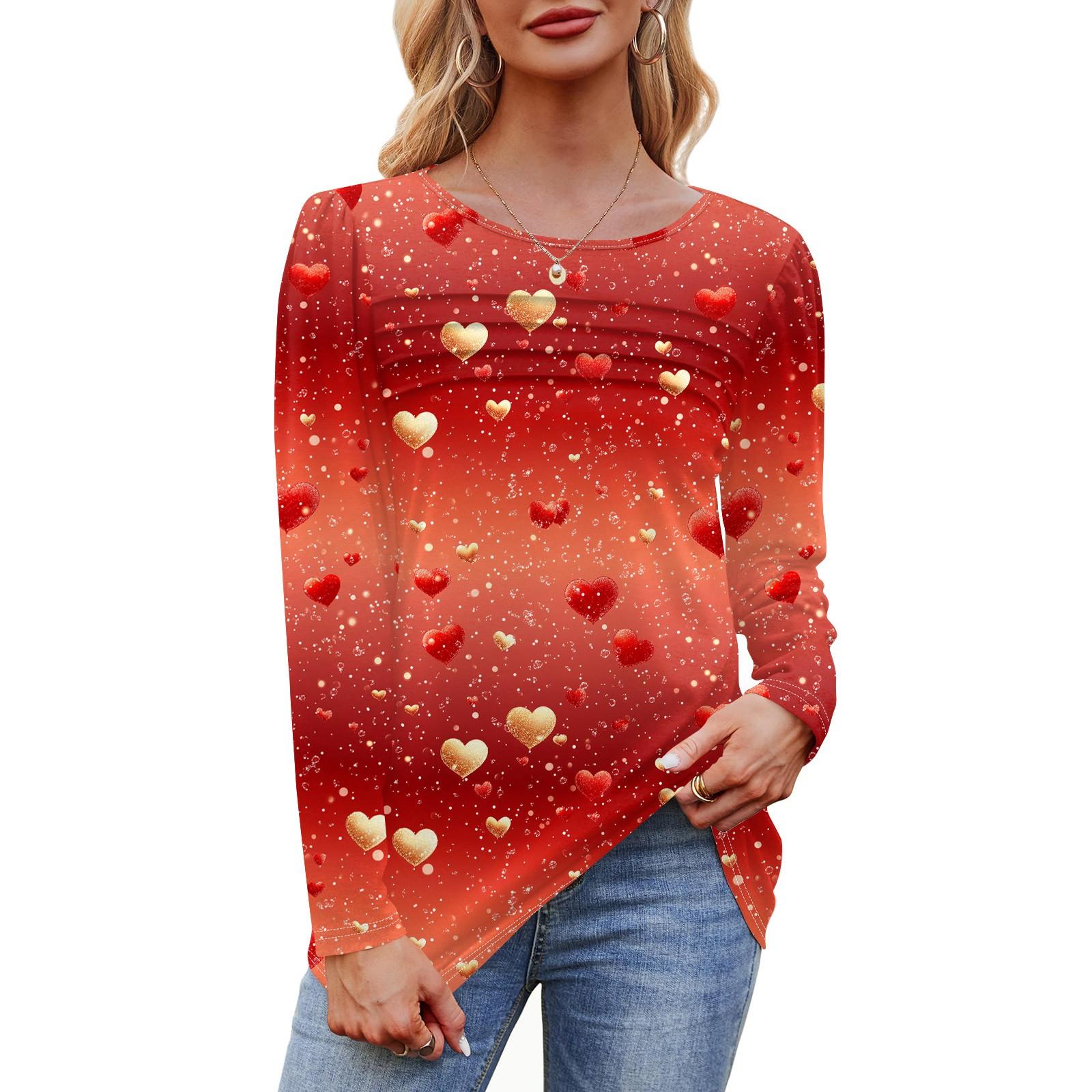 

Женский свободный повседневный топ с круглым вырезом и длинными рукавами, модный топ XL красный