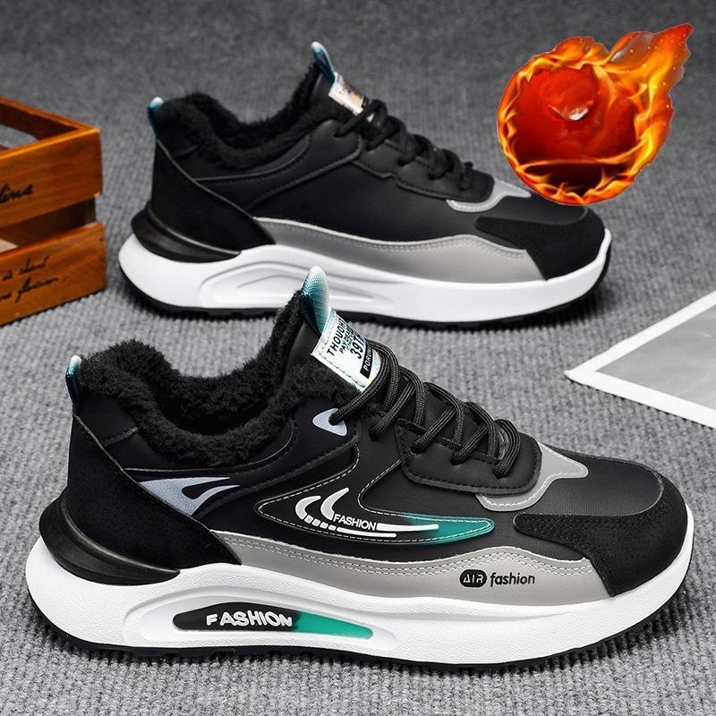 

Мужская обувь Зимняя бархатная спортивная обувь Мужская трендовая Утепленная теплая хлопковая обувь Нескользящая обувь для бега Обувь для папы 42