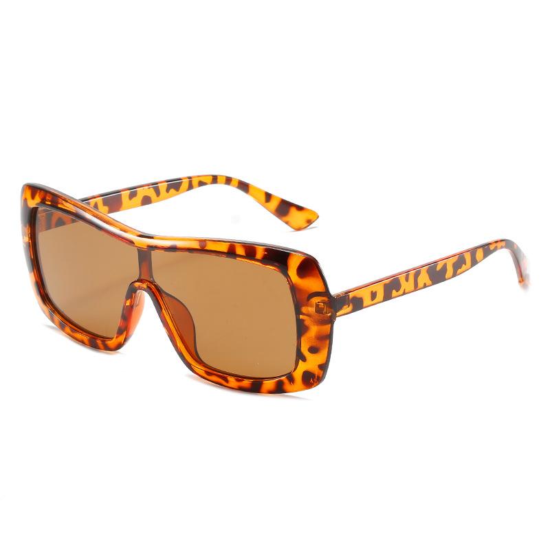 Einteilige Sonnenbrille, Bonbonfarbene integrierte Großrahmenbrille, Street-Shot Dünngesichts-Sonnenbrille für Frauen