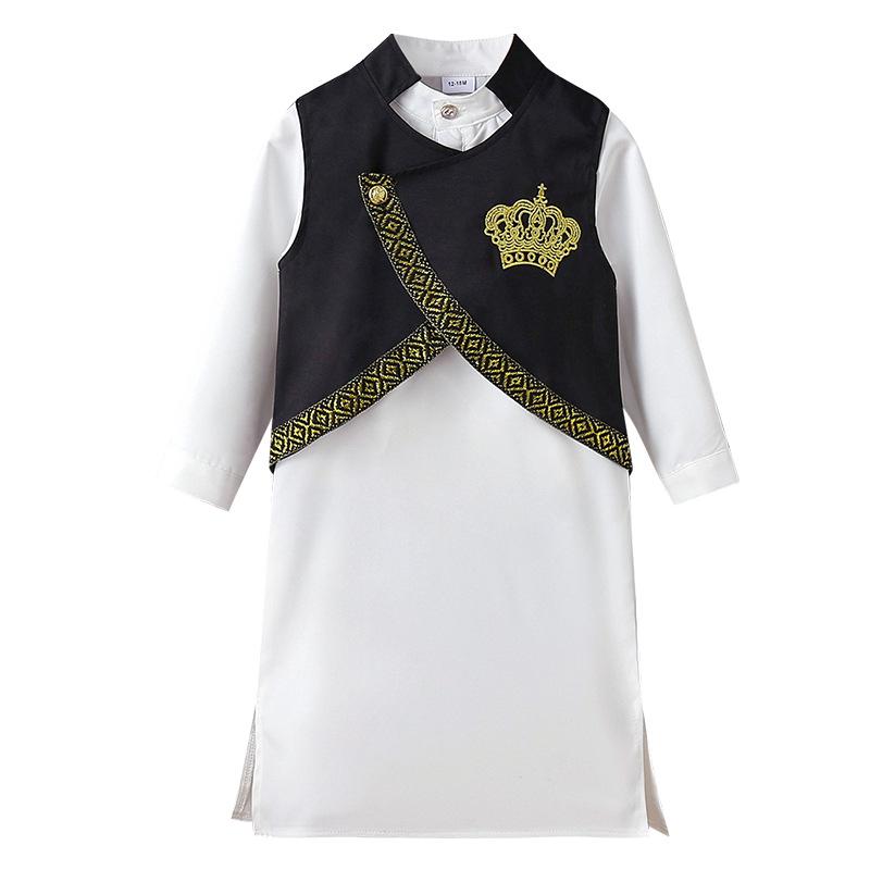 In-Stock Arabic Style Embroidered Vest Robe Set for Middle Eastern Teens & Boys