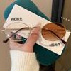 Myopia glasses with silver frame pure desire wind retro metal anti-blue light discoloration oval countable glasses plain face photosensitive