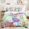 Flower Mermaid Bedding Set Girl Gift Full Size Cartoon Duvet Cover Pillowcase 2/3pc Queen Double King Bedroom Home Decoration