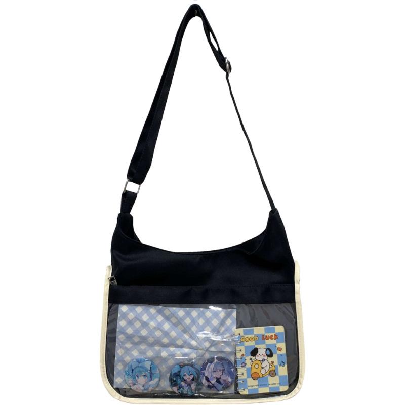 

Двусторонняя сумка-багет двойного назначения, сумка-мессенджер с сердцем ветреной девушки, студенческая сумка для класса, прозрачная портативная сумка через плечо single package чёрный