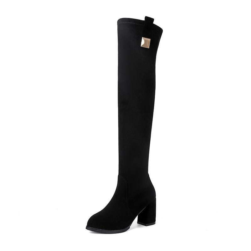 Autumn and Winter Knee Boots Pointed Thick Heel High Heel Boots Women's Thin Elastic Boots Thin Boots