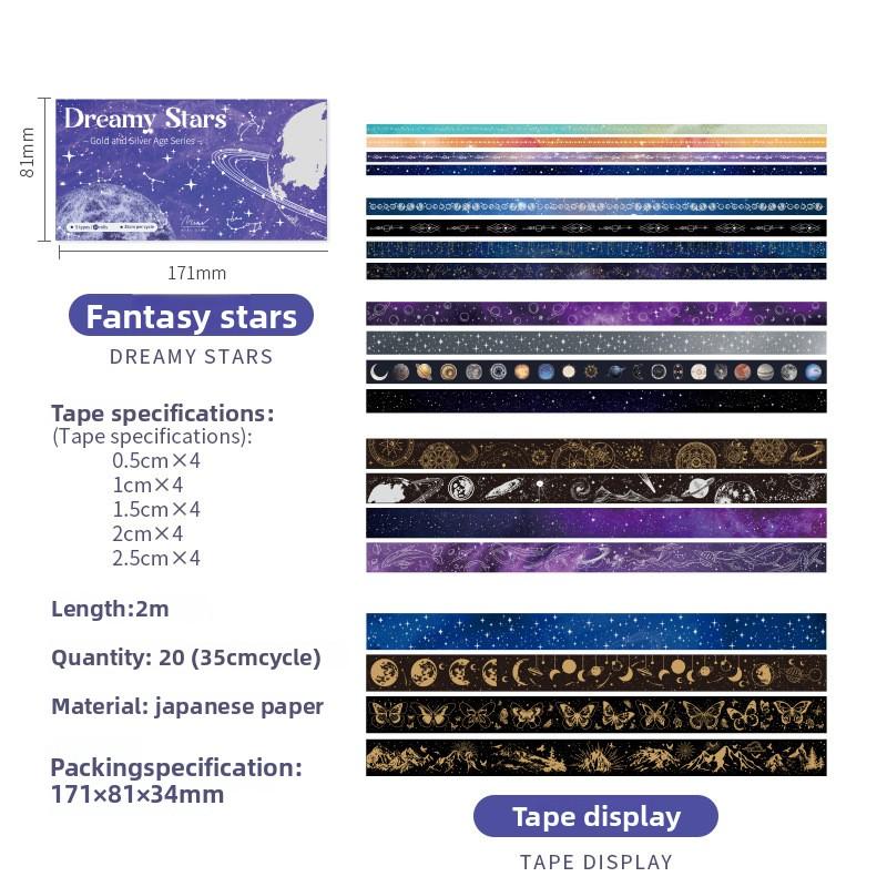 

DIY 20Pcs Hand Account Material Tape Set Starry Universe Material Retro Hand Account Decoration Landscape Material Tape
