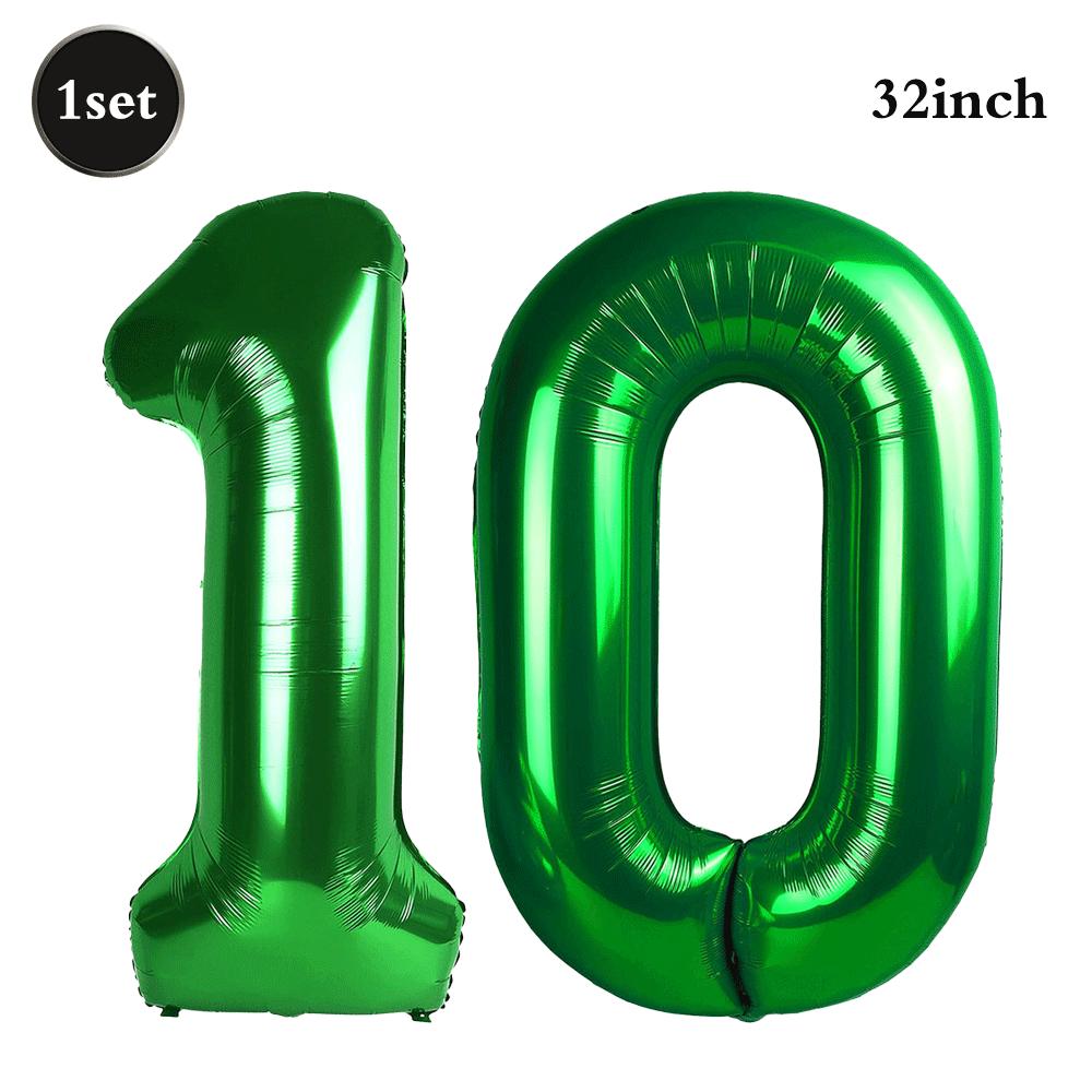 32 Inch Green Number Foil Balloons 0-9 Jungle Safari Theme Soccer Party Decor Kid Boy 1st Birthday Dinosaur Baby Shower Supplies